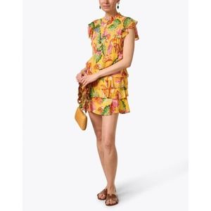 NEW FARM RIO Womens Yellow Beaks And Bananas Ruffles Mini Dress Sz small